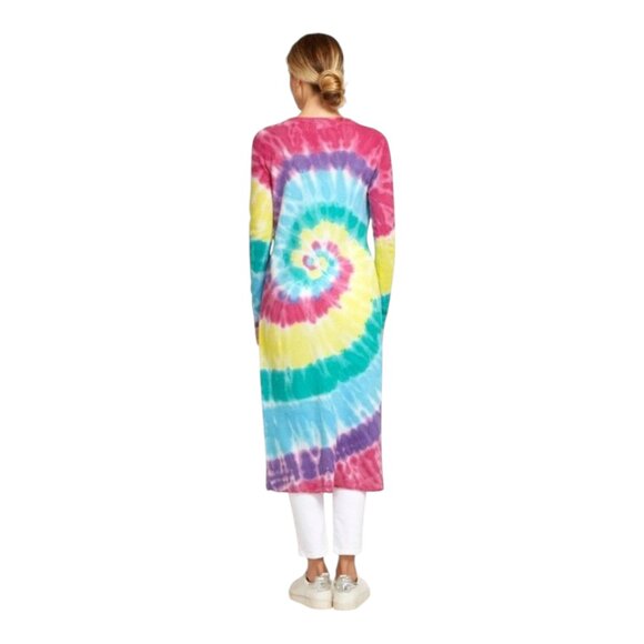 Autumn Cashmere 100% Cashmere Tie Dye Maxi Cardigan in Bright Multi Women's M - Picture 7 of 13